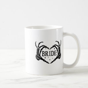 Caneca De Café Spooky Bride Skeleton Mãos Noivado Hal Casado