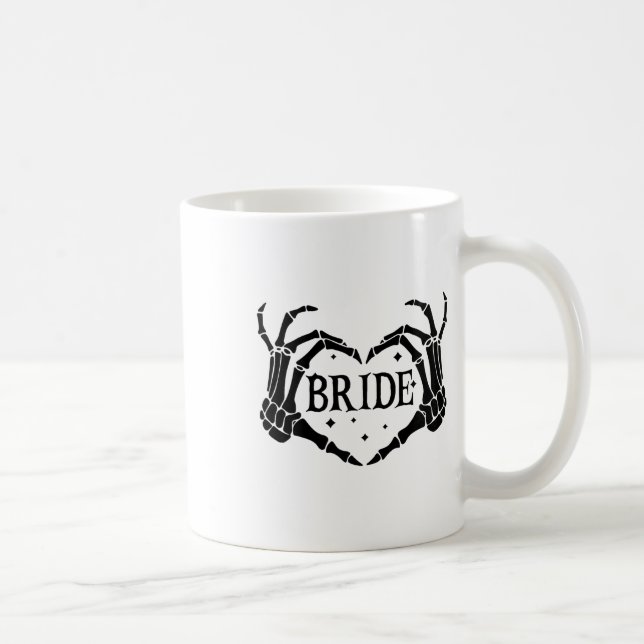 Caneca De Café Spooky Bride Skeleton Mãos Noivado Hal Casado (Direita)