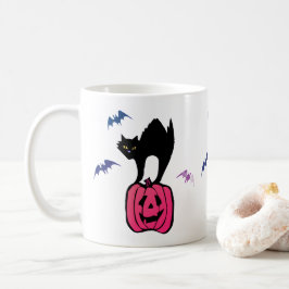 Caneca De Café Spooky Cat Halloween Pumpkin Pop Art
