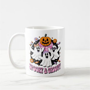 Caneca De Café Spooky E Groovy Disco Fantasmas Retro Halloween