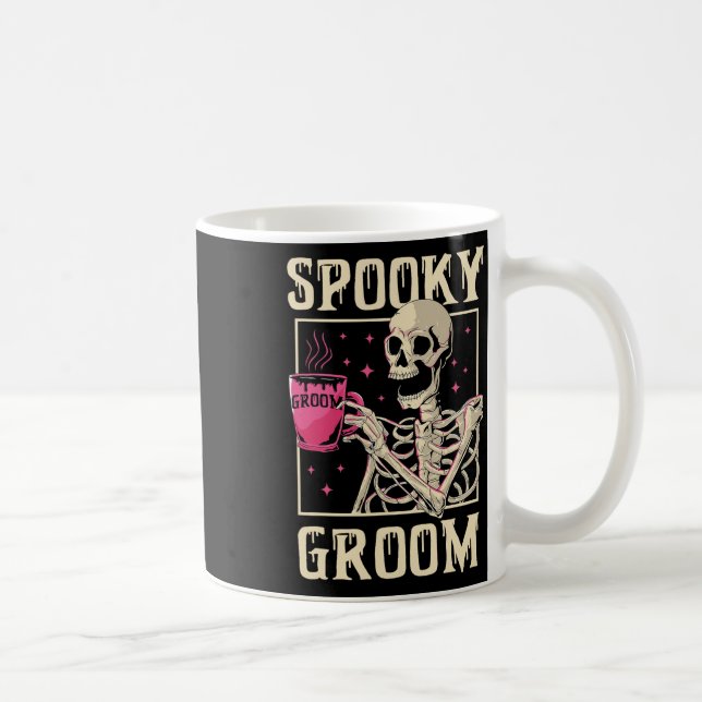 Caneca De Café Spooky Groom Skeleton Halloween Solteiro P (Direita)