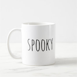 Caneca De Café Spooky. Halloween, tipografia branca e preta