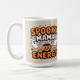 Caneca De Café Spooky mama energy cute Halloween ghost 
