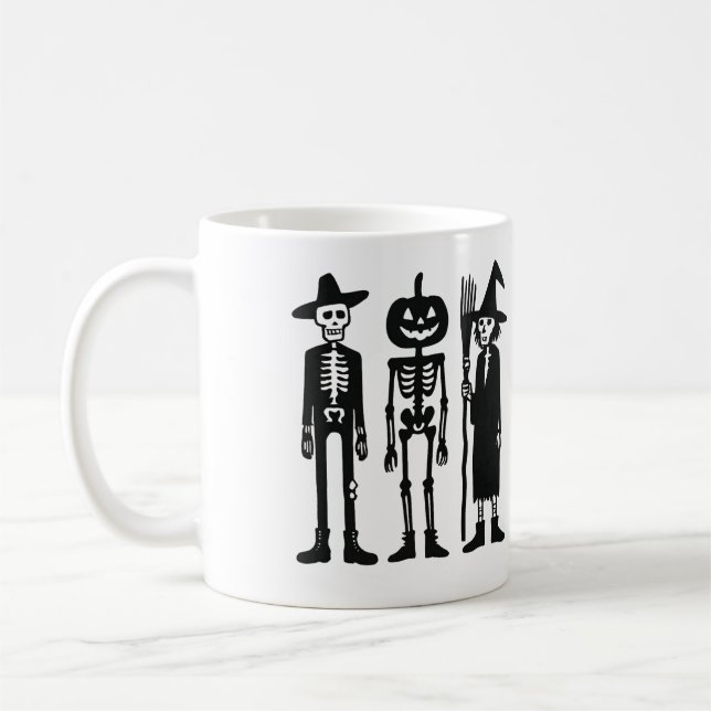Caneca De Café Spooky Skeleton Trio Halloween Mug (Esquerda)