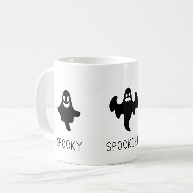 Caneca De Café Spooky Spookier Spookiest (Frente Esquerda)