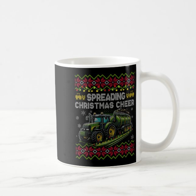 Caneca De Café Spreading Christmas Cheer Farming Tractor Ugly Swe (Direita)