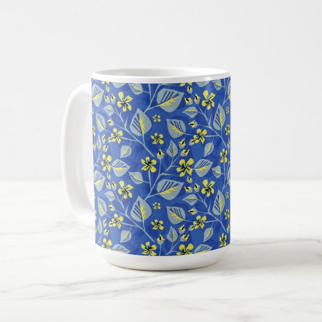 Caneca De Café Sprigs com folhas e flores. (Frente Esquerda)