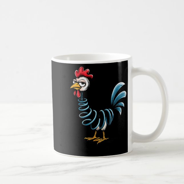 Caneca De Café Spring Chicken Chicken On Go Stick Funny Chicken  (Direita)