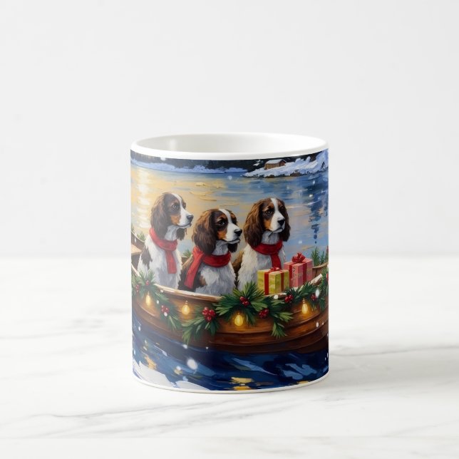 Caneca De Café Springer Spaniel Christmas Boat Holiday (Centro)