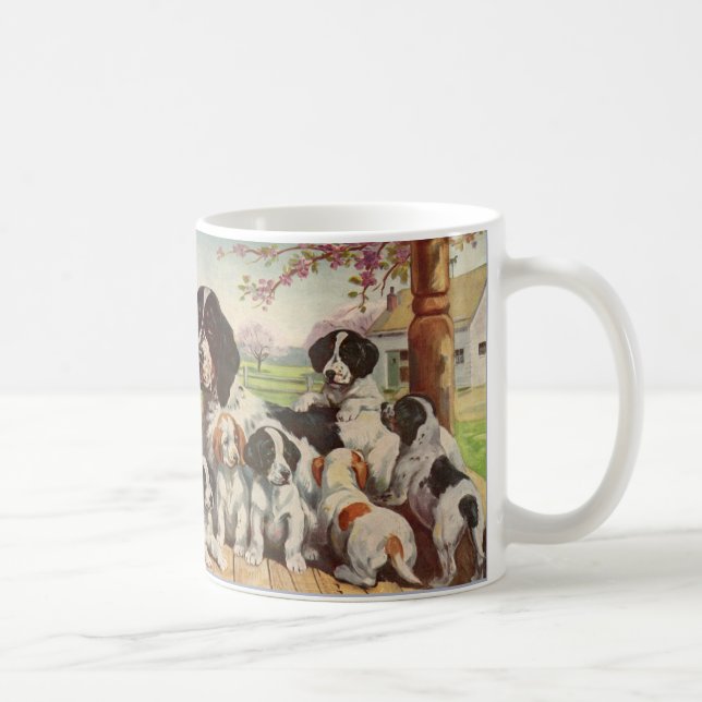 Caneca De Café springer spaniel e cachorros (Direita)
