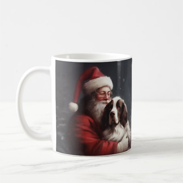 Caneca De Café Springer Spaniel Papai Noel Natal Festivo (Esquerda)