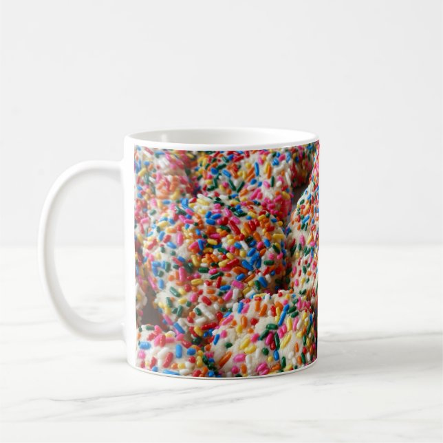 Caneca De Café Sprinkle Cookies Diversão Bahando Fotografia (Esquerda)