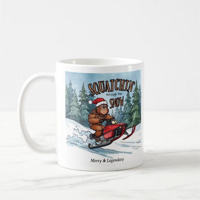 Caneca De Café Squatchin' through the Snow Bigfoot Christmas (Esquerda)