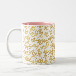 Caneca De Café Squiggles do abstrato do Glitz do ouro