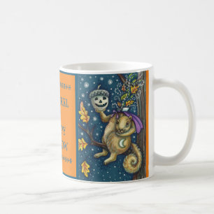 CANECA DE CAFÉ SQUIRREL DE SONOLO E ACORN, DIA DE AS BRUXAS ENGRA