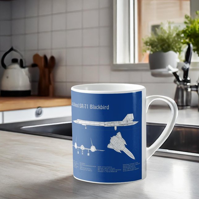 Caneca De Café SR-71 Blackbird - Planos de avião Blueprint ABD (Criador carregado)