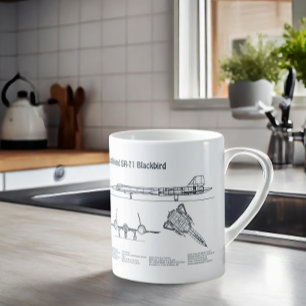 Caneca De Café SR-71 Blackbird - Planos de Blueprint do avião BD