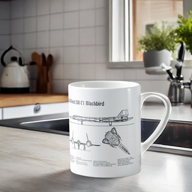Caneca De Café SR-71 Blackbird - Planos de Blueprint do avião BD (Criador carregado)