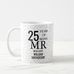 Caneca De Café Sr. Certo Diversão 25º Aniversário Corações de Pra