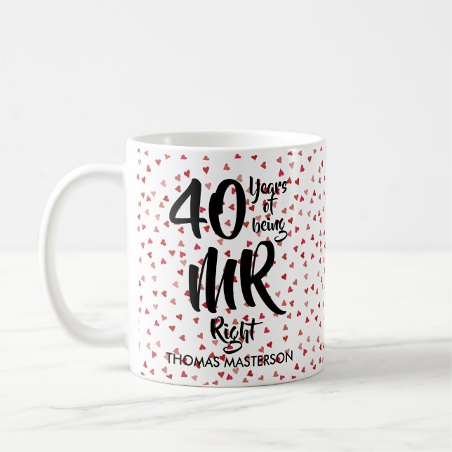 Caneca De Café Sr. Certo e Sra. Sempre Direita, 40º Aniversário (Esquerda)