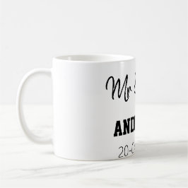 Caneca De Café Sr e Sra adicionam data ano presente de casamento 