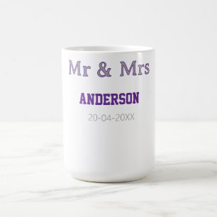 Caneca De Café Sr e Sra adicionam nome da família data simples el