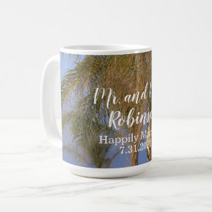 Caneca De Café Sr. e Sra. Palm Trees Wedding Mug