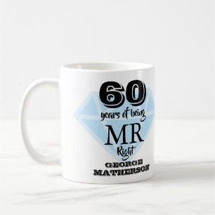 Caneca De Café Sr. Sra. Certo Diversão Diamante 60º Aniversário