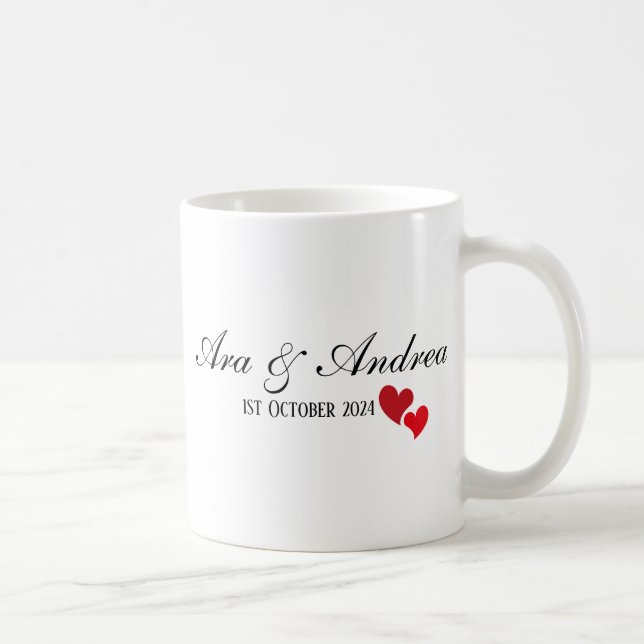 Caneca De Café Sr. & Sra. Personalizada Heart (Direita)