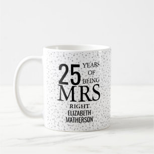 Caneca De Café Sra. Certa Diversão 25º Aniversário Corações de Pr