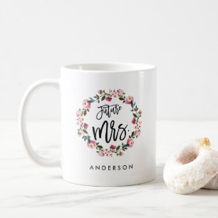 Caneca De Café Sra. futura Floral Envolver-se Personalized