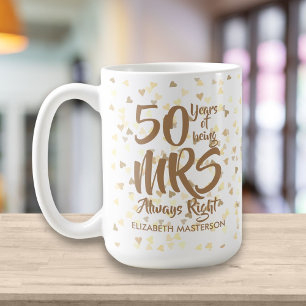 Caneca De Café Sra Sempre Certa Diversão 50º Aniversário de Ouro