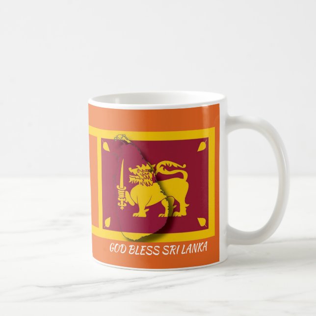 Caneca De Café SRI LANKA FLAG MAP Scripting Personalizado ORANGE (Direita)