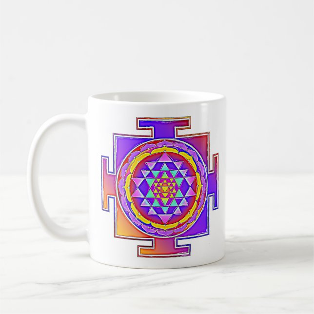 Caneca De Café Sri Yantra - Símbolo hinduísmo Design 1 (Esquerda)