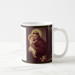 Caneca De Café St Anthony de Pádua com oração de Jesus do beb
