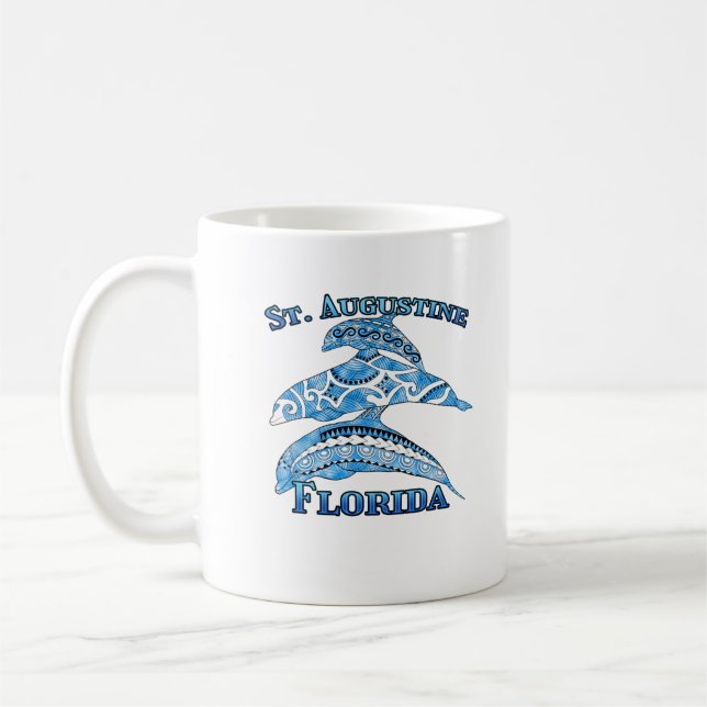Caneca De Café St. Augustine Florida Vacation Tribal Dolphins (Esquerda)