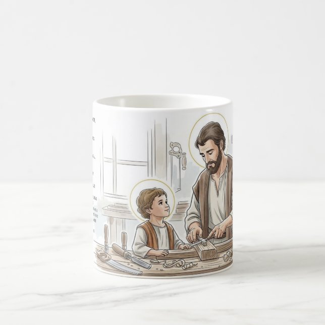 Caneca De Café St Joseph the Worker and Child Jesus, Catholic Mug (Centro)