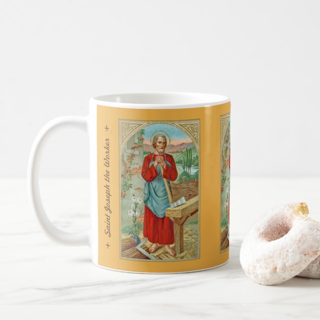 Caneca de café St Joseph the Worker (BK 31, Estilo (Com Donut)