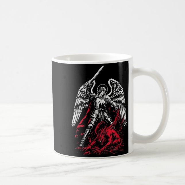 Caneca De Café St Michael The Archangel Defeats Satan Catholic  (Direita)