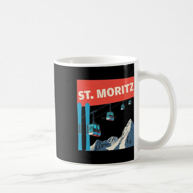 Caneca De Café St. Moritz Skiing - Retro St. Moritz Ski  (Direita)