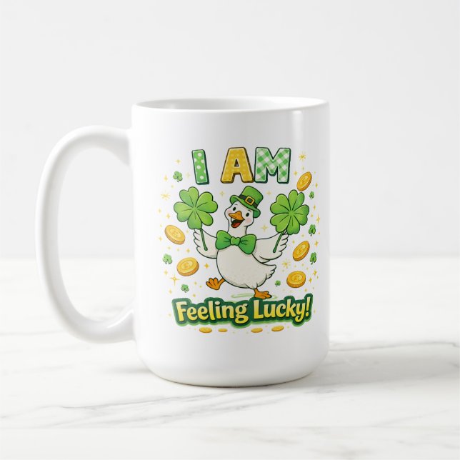 Caneca De Café St Patrick’s Day Mug 15 oz – I Am Feeling Lucky  (Esquerda)