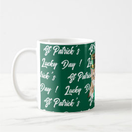 Caneca De Café St Patrick's Lucky Day Cute Cat Leprechaun Hat,