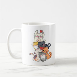 Caneca De Café Stacked Cartoon Cats Mug