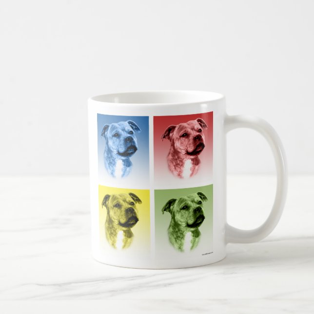 Caneca De Café Staffordshire Bull Terrier Pop Art (Direita)