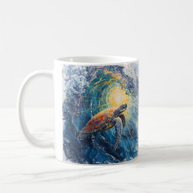 Caneca De Café Stained Sea Turtle (Esquerda)