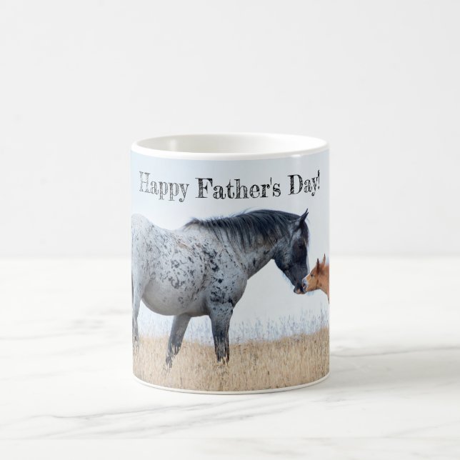 Caneca De Café Stallion e Foal Felizes de Cavalos Selvagens e Dia (Centro)