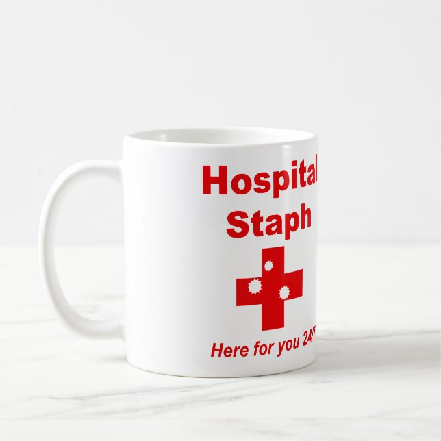 Caneca De Café Staph do hospital (vermelho & branco) (Esquerda)