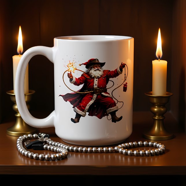 Caneca De Café Star Lasso Cowboy Santa (Criador carregado)