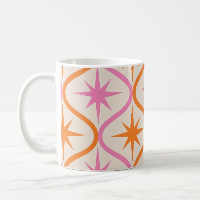 Caneca De Café Starbursts cor-de-rosa-laranja no padrão Ogee (Esquerda)