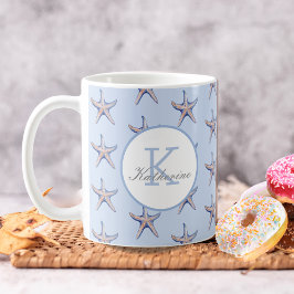 Caneca De Café Starfish Pattern Beach Marine Custom Name